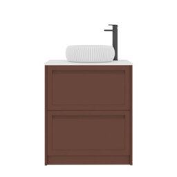 Royal Bathrooms Royal Bathroom Elmore 700mm Terracotta Clay Freestanding Bathroom Vanity Unit 2 Drawer Plain White Worktop With Milan Basin - thumbnail 7