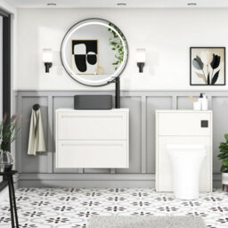 Royal Bathrooms Royal Bathroom Elmore 700mm Classic White Wall Mounted Bathroom Vanity Unit 2 Drawer Plain White Worktop With Art Square Basin - thumbnail 5