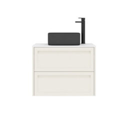 Royal Bathrooms Royal Bathroom Elmore 700mm Classic White Wall Mounted Bathroom Vanity Unit 2 Drawer Plain White Worktop With Art Square Basin - thumbnail 7
