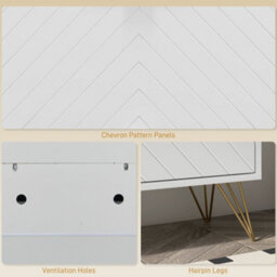 Wyld Haus Notafa White Chevron Shoe Cabinet With Gold Accents, Slim Design For Hallways, Holds Up To 12 Pairs - thumbnail 9