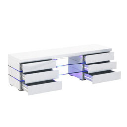 Furniture in Fashion Svenja Tv Stand With Storage For Living Room And Bedroom, 1500 Wide, Led Lighting, Media Storage, White High Gloss Finish - thumbnail 3