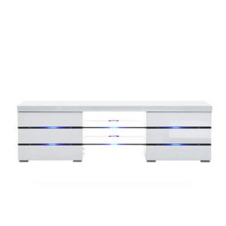 Furniture in Fashion Svenja Tv Stand With Storage For Living Room And Bedroom, 1500 Wide, Led Lighting, Media Storage, White High Gloss Finish - thumbnail 2