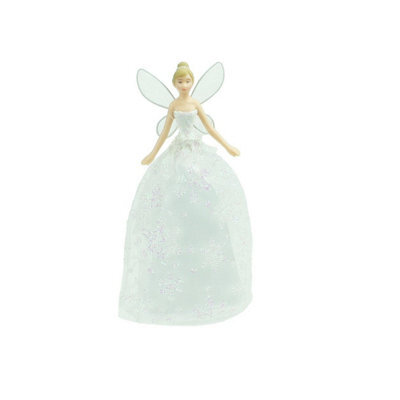 Gisela Graham Christmas Glittery White Fairy Tree Topper, 18 X 7.5 Cm, Lightweight Indoor Decoration