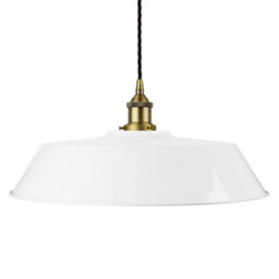White Large Chancery Painted Dome Pendant Light With Matt Antique Brass Lamp Holder And Black Twisted Cable - Se Home - thumbnail 1