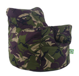 Bean Lazy Cotton Green Army Camo Bean Bag Arm Chair Toddler Size - thumbnail 2