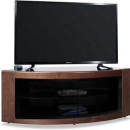 "Homeology Pangea Black Walnut Curved Tru-Corner Beam-Thru Doors Up To 50"" Tv Cabinet" - thumbnail 4