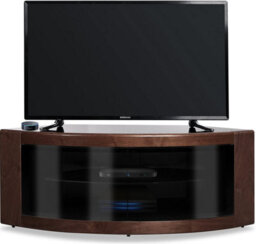 "Homeology Pangea Black Walnut Curved Tru-Corner Beam-Thru Doors Up To 50"" Tv Cabinet"