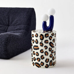 Sweeek - Side Table, End Table, Bedside Table In Enameled Steel, Leopard Pattern, Noko, 33X33X46 Cm - thumbnail 1