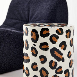 Sweeek - Side Table, End Table, Bedside Table In Enameled Steel, Leopard Pattern, Noko, 33X33X46 Cm - thumbnail 5