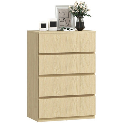 Homcom Bedroom Chest Of Drawers, 4 Drawers Dresser, Drawer Unit, Natural - image 1