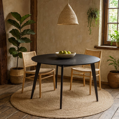 Wyld Haus Marseille 120Cm Round Dining Table - Matt Black Oak Veneer - image 1