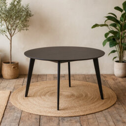 Wyld Haus Marseille 120Cm Round Dining Table - Matt Black Oak Veneer - thumbnail 2