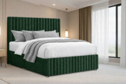 "Nexus Verona Emerald Plush Divan Bed Base 2 Drawers Right Side With 54"" Floor Standing Headboard 12"" Footboard 2'6 Small Single" - thumbnail 4