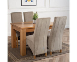 That's Furniture Dakota 127 X 82 Cm Chunky Oak Small Dining Table And 4 Chairs Dining Set With Lola Grey Fabric Chairs - thumbnail 3
