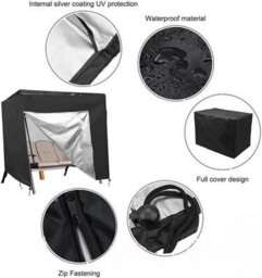 Outdoor Protective Cover, 3-Seater Garden Swing 220X125X175Cm, Black - thumbnail 3