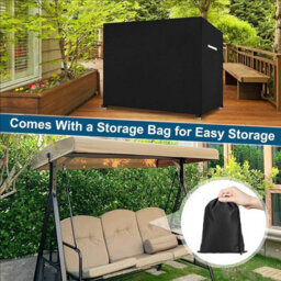 Outdoor Protective Cover, 3-Seater Garden Swing 220X125X175Cm, Black - thumbnail 4