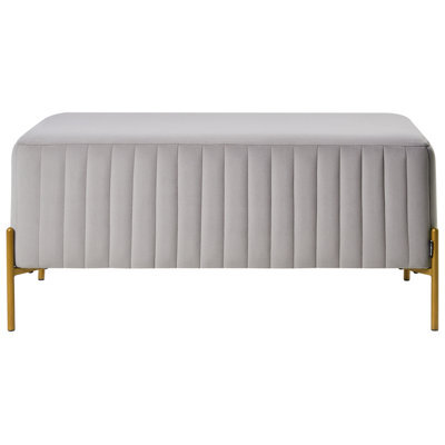 Wyld And Coco Glamour Velvet Grey Bench With Gold Metal Legs - 91 X 47 Cm - image 1