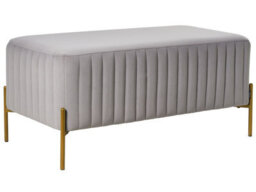 Wyld And Coco Glamour Velvet Grey Bench With Gold Metal Legs - 91 X 47 Cm - thumbnail 3