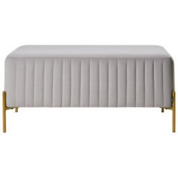 Wyld And Coco Glamour Velvet Grey Bench With Gold Metal Legs - 91 X 47 Cm - thumbnail 1