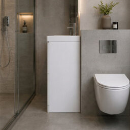 D Pro T Bathrooms 700mm Vanity Unit High Gloss White Freestanding Bathroom Cabinet With Ceramic Basin & Soft Close Drawer - thumbnail 4
