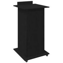 Berkfield Lectern Podium With Wheels Black Oak Engineered Wood - thumbnail 7
