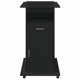 Berkfield Lectern Podium With Wheels Black Oak Engineered Wood - thumbnail 5