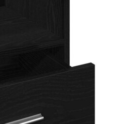 Berkfield Lectern Podium With Wheels Black Oak Engineered Wood - thumbnail 8