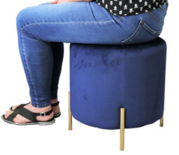 Aspect Furniture Valentine Round Ottoman With Tray Top (Blue Velvet) - thumbnail 8