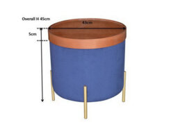Aspect Furniture Valentine Round Ottoman With Tray Top (Blue Velvet) - thumbnail 5
