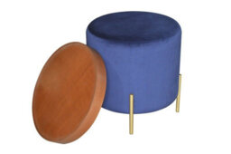 Aspect Furniture Valentine Round Ottoman With Tray Top (Blue Velvet) - thumbnail 6