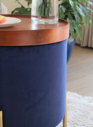 Aspect Furniture Valentine Round Ottoman With Tray Top (Blue Velvet) - thumbnail 3