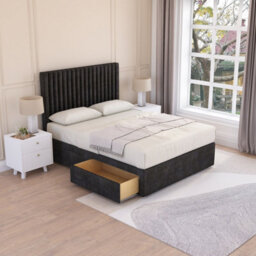 Sloomy Manhattan Black Plush 5Ft Memory Foam Bed Set With 2 Drawers, Mattress & Headboard- King - thumbnail 3