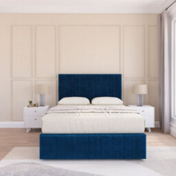 "Sloomy 2Ft6 California Divan Bed Base Navy Plush ,2 Drawers, 12"" Footboard & 54"" Floor Standing Headboard - Small Single" - thumbnail 2