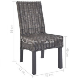 Berkfield Comfortable Dining Chairs 4 Pcs Brown Kubu Rattan And Mango Wood - thumbnail 8