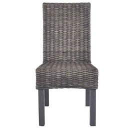 Berkfield Comfortable Dining Chairs 4 Pcs Brown Kubu Rattan And Mango Wood - thumbnail 3