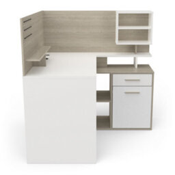 FurniComp LTD Furnicomp Jade 1 Door 1 Drawer White And Oak L Shaped Corner Office Desk With Hutch - thumbnail 6