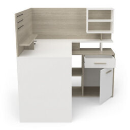 FurniComp LTD Furnicomp Jade 1 Door 1 Drawer White And Oak L Shaped Corner Office Desk With Hutch - thumbnail 4