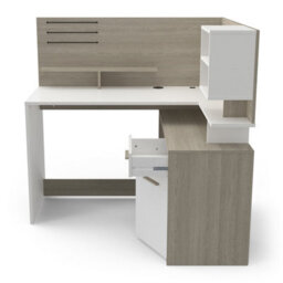 FurniComp LTD Furnicomp Jade 1 Door 1 Drawer White And Oak L Shaped Corner Office Desk With Hutch - thumbnail 5