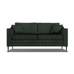 Aspen Green Velvet Large 2 Seater Sofa With Foam Seat Cushion, Piped Detailing, Black Metal Stiletto Legs & Accent Pillows - thumbnail 4