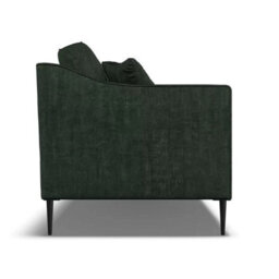 Aspen Green Velvet Large 2 Seater Sofa With Foam Seat Cushion, Piped Detailing, Black Metal Stiletto Legs & Accent Pillows - thumbnail 5