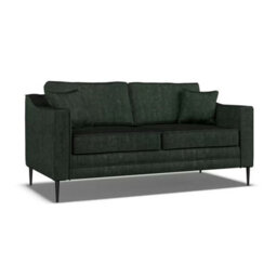Aspen Green Velvet Large 2 Seater Sofa With Foam Seat Cushion, Piped Detailing, Black Metal Stiletto Legs & Accent Pillows - thumbnail 3