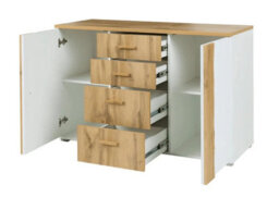 Arte Modern White Gloss & Oak Wotan Sideboard Cabinet 130Cm - Versatile Storage And Display For Contemporary Homes - thumbnail 2