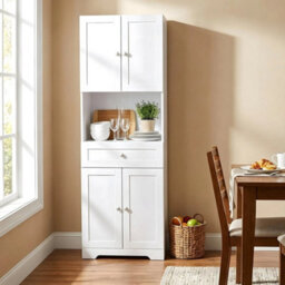 Kitchen Tall Sideboard Storage Cabinet Cupboards Freestanding Dining Pantry Unit - thumbnail 3