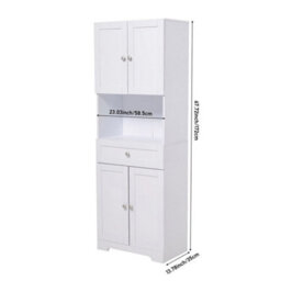 Kitchen Tall Sideboard Storage Cabinet Cupboards Freestanding Dining Pantry Unit - thumbnail 2