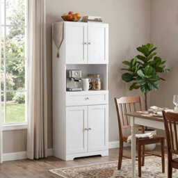 Kitchen Tall Sideboard Storage Cabinet Cupboards Freestanding Dining Pantry Unit - thumbnail 4