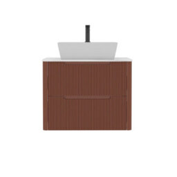 Royal Bathrooms Avenza 600mm Terracotta Clay Wall Hung Bathroom Countertop Vanity Unit 2 Drawer With Cube Basin - thumbnail 6