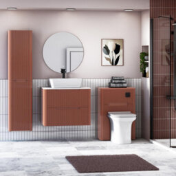 Royal Bathrooms Avenza 600mm Terracotta Clay Wall Hung Bathroom Countertop Vanity Unit 2 Drawer With Cube Basin - thumbnail 4
