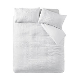 Catherine Lansfield Folkstone Geo Double Duvet Cover Set With Pillowcases White - thumbnail 4