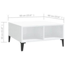 Vidaxl Coffee Table High Gloss White 60X60X30 Cm Engineered Wood - thumbnail 3