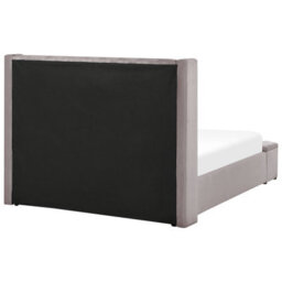 Beliani Bed With Storage Bench Velvet Noyers 140 X 200 Cm (Eu Double) Grey - thumbnail 7